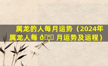 属龙的人每月运势（2024年属龙人每 🦁 月运势及运程）